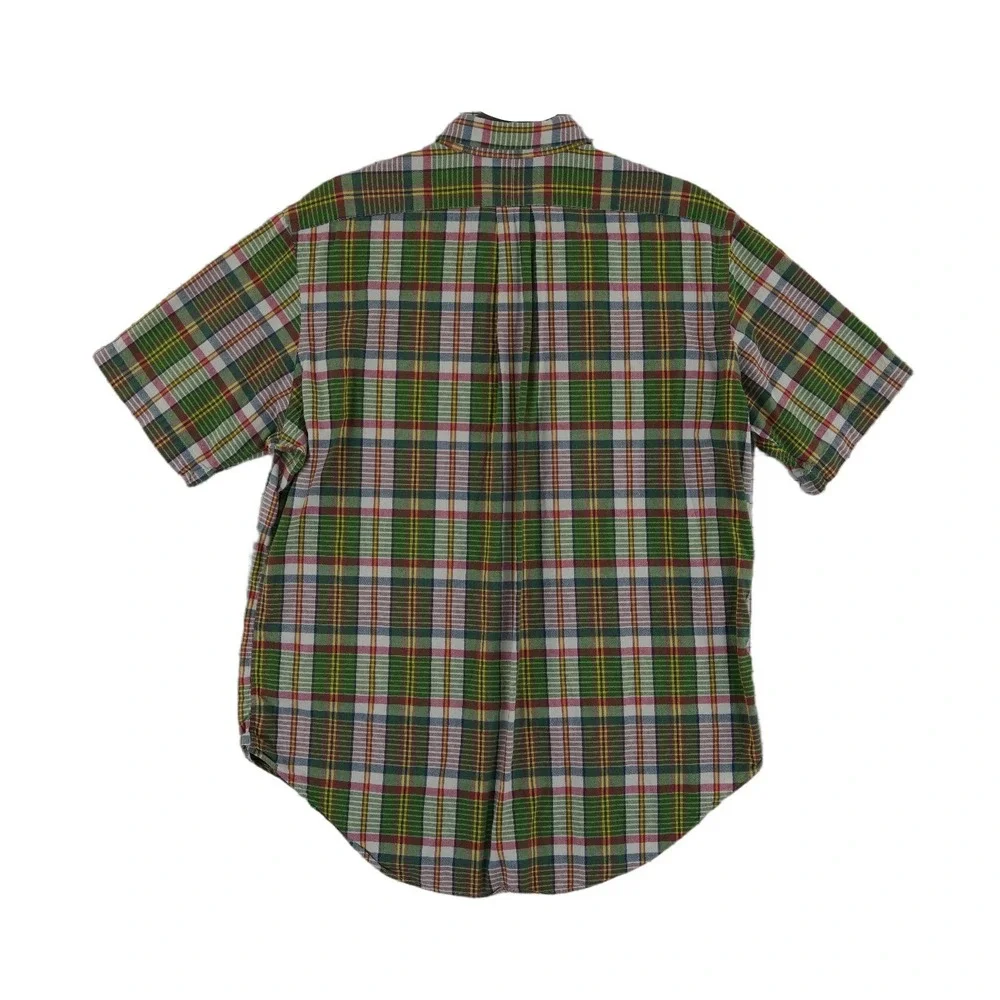 Ralph Lauren Green Plaid Button Down Shirt Men's Size Large Pony 100% Cotton S/S